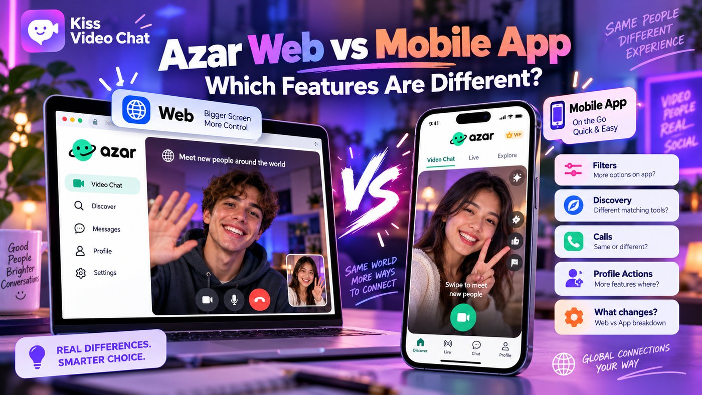 Azar Web vs Mobile App: Which Features Are Different? cover for Kiss Video Chat blog