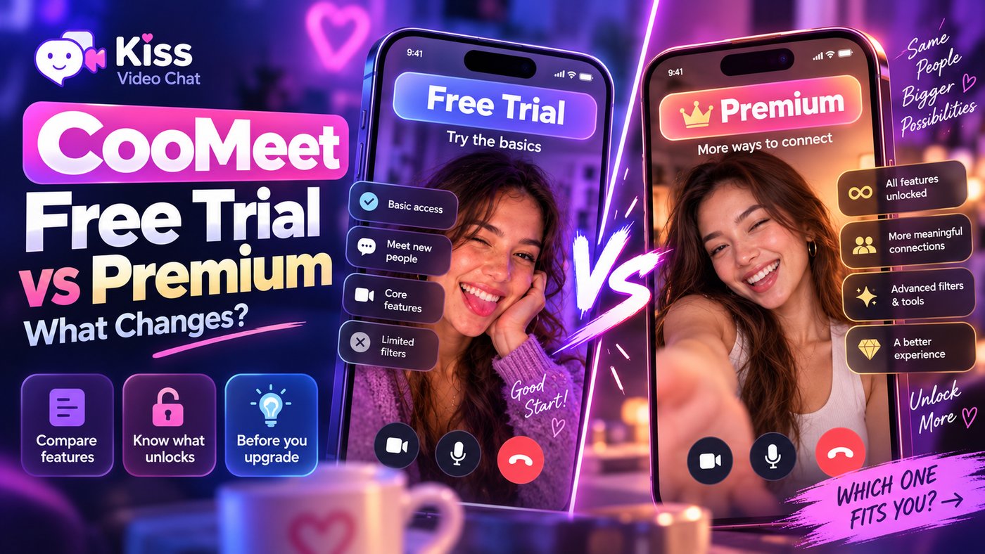 CooMeet Free Trial vs Premium: What Changes? cover for Kiss Video Chat blog