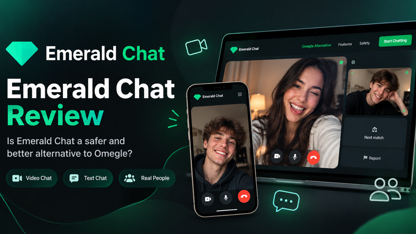 Emerald Chat Review cover for Kiss Video Chat blog