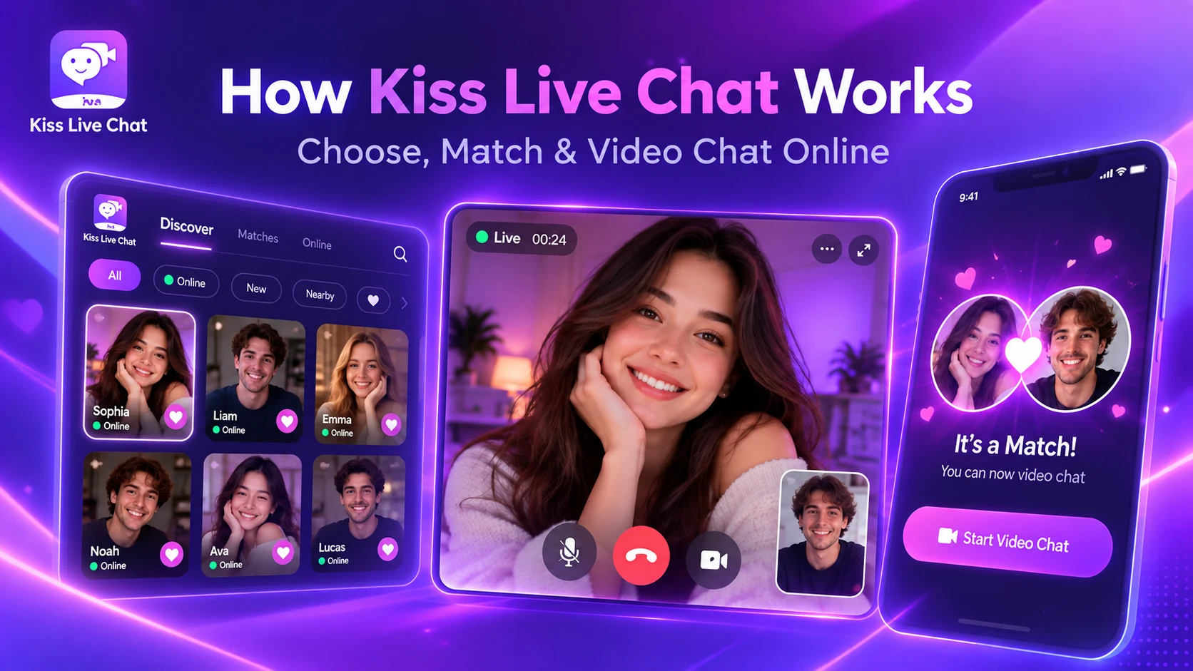 How Kiss Live Chat Works — Choose, Match and Video Chat Online