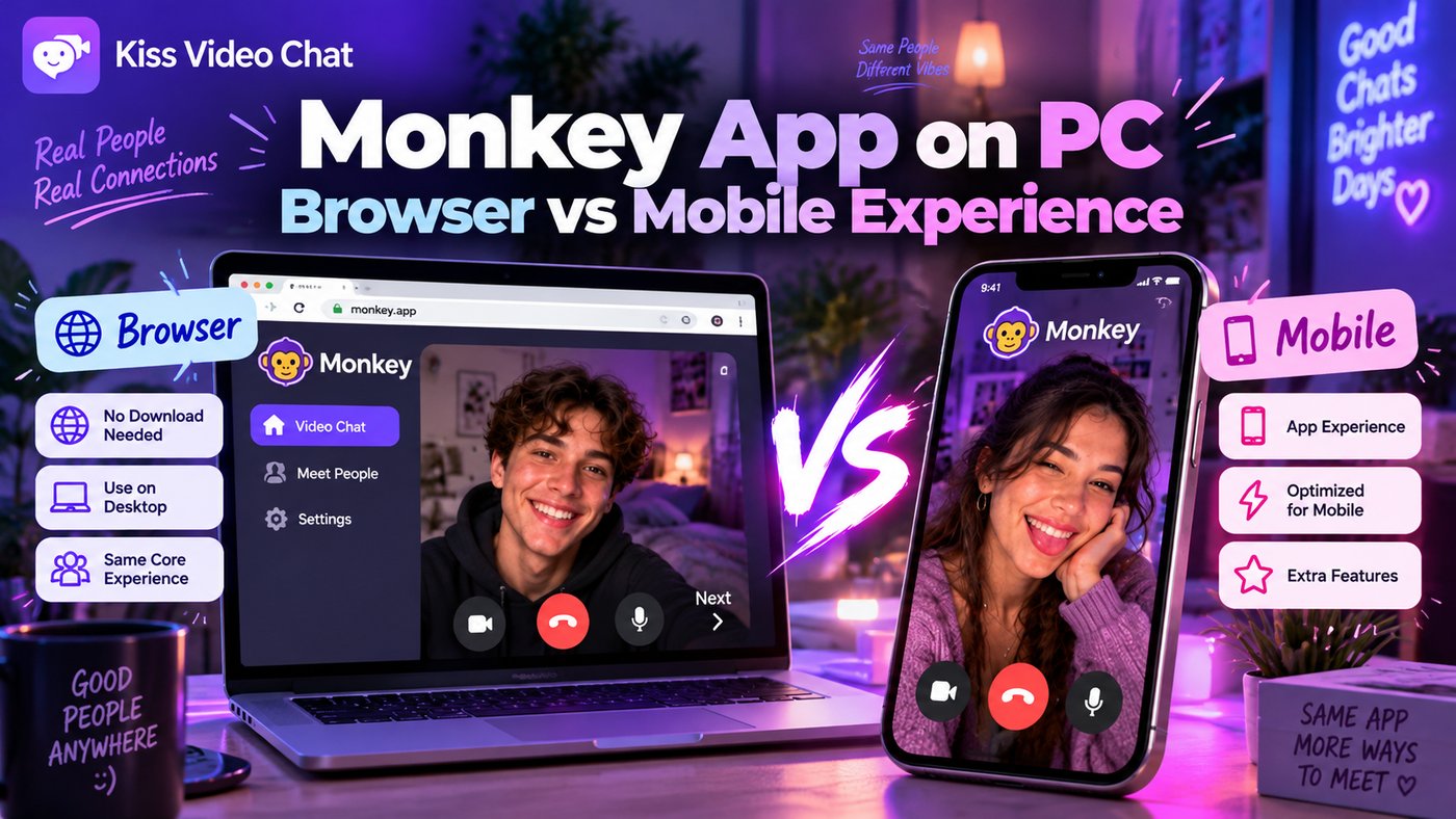 Monkey App on PC: Browser vs Mobile Experience cover for Kiss Video Chat blog