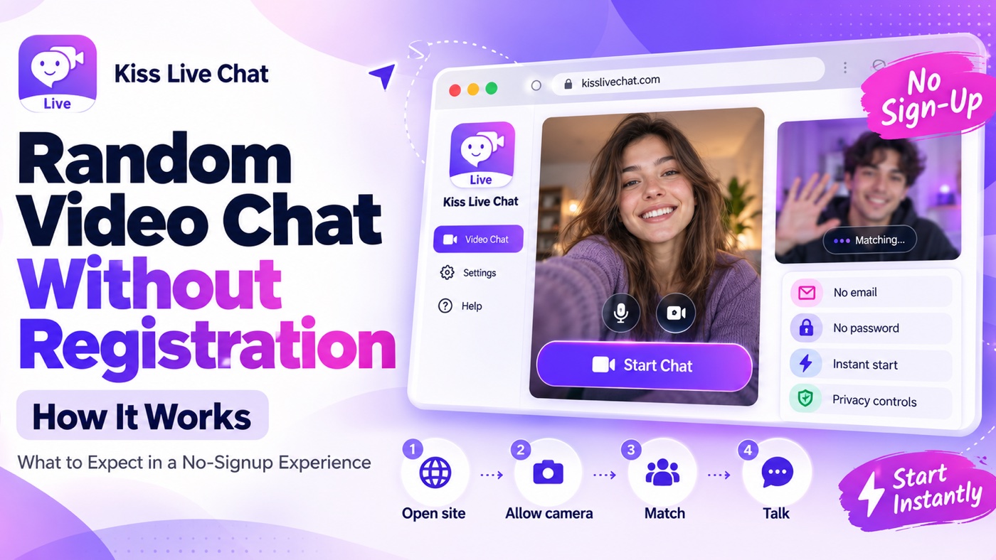 Random Video Chat Without Registration: What to Expect cover for Kiss Video Chat blog