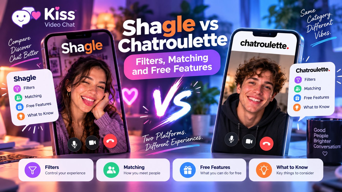Shagle ile Chatroulette'i filtreler ve eşleşme açısından karşılaştıran kapak görseli