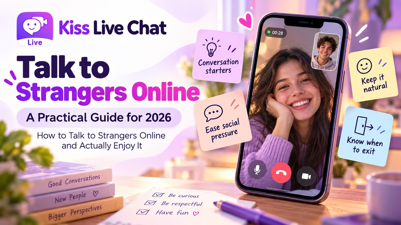 How to Talk to Strangers Online and Actually Enjoy It cover for Kiss Video Chat blog