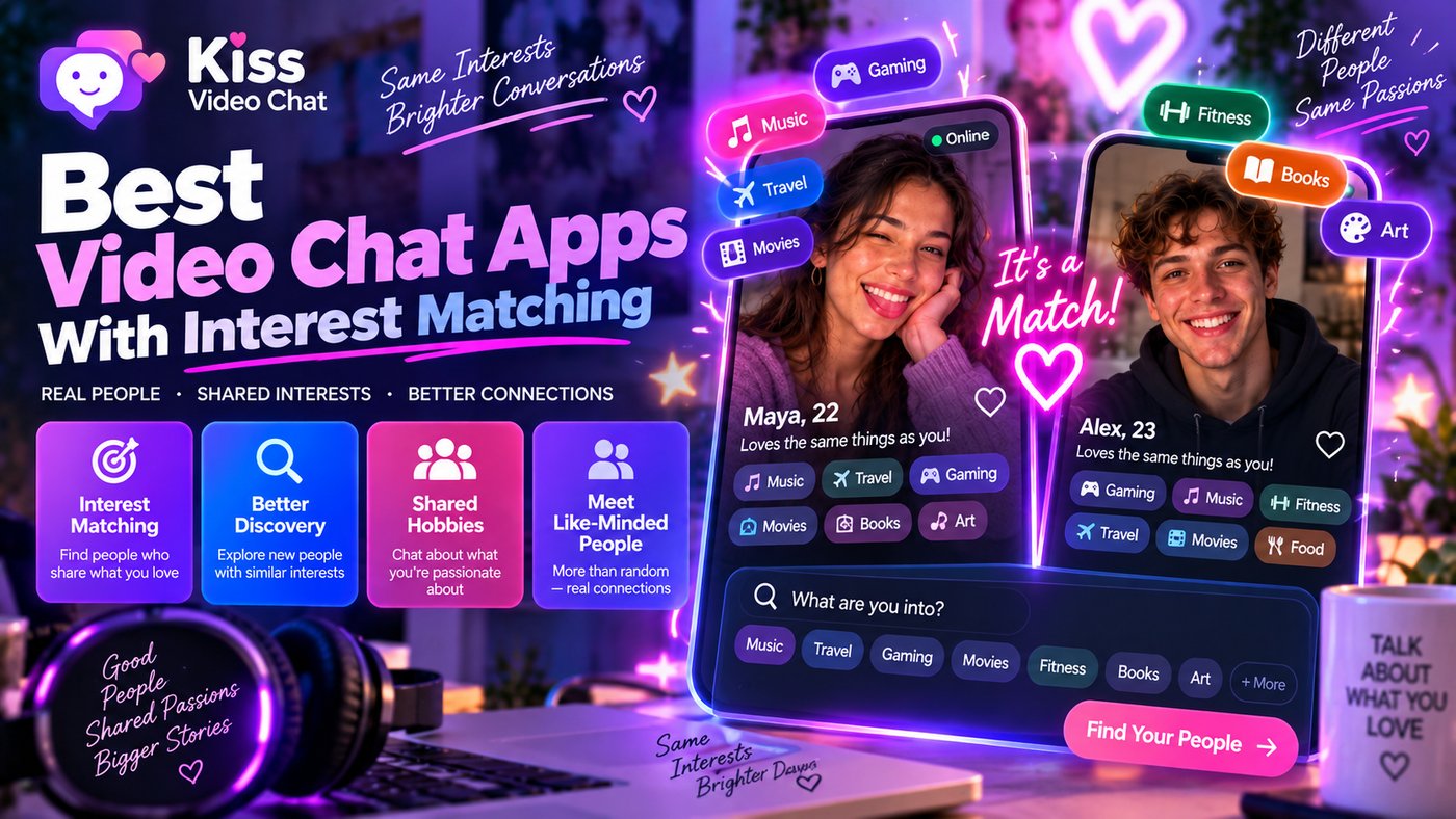 Best Video Chat Apps With Interest Matching cover for Kiss Video Chat blog