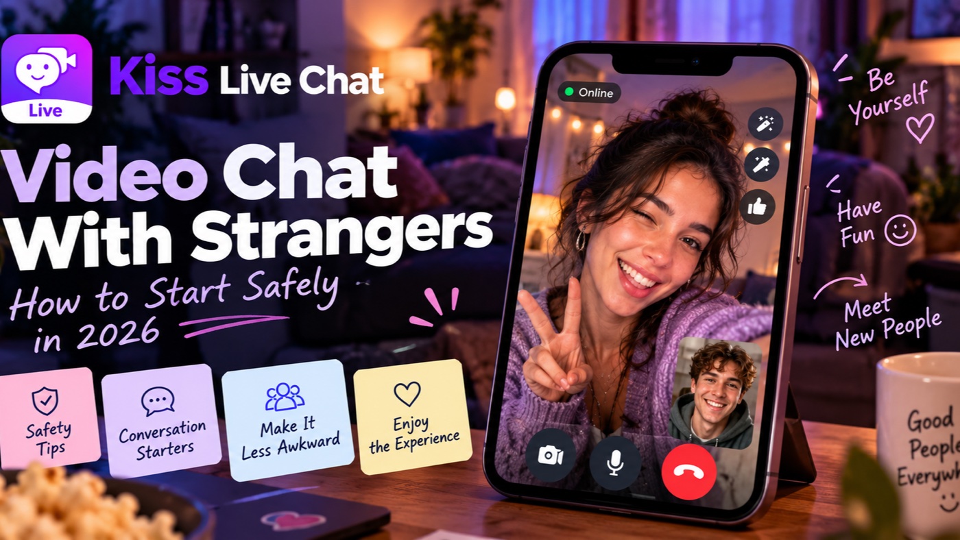 Video Chat With Strangers Without Making It Awkward cover for Kiss Video Chat blog