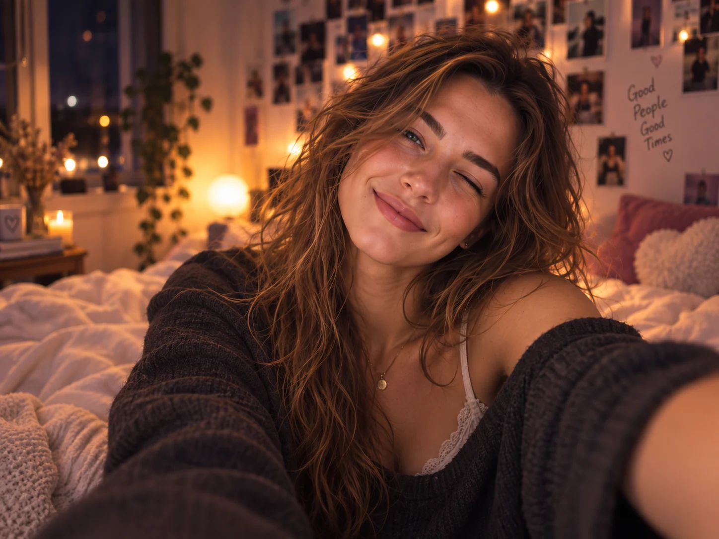 Sophia smiling during a video conversation