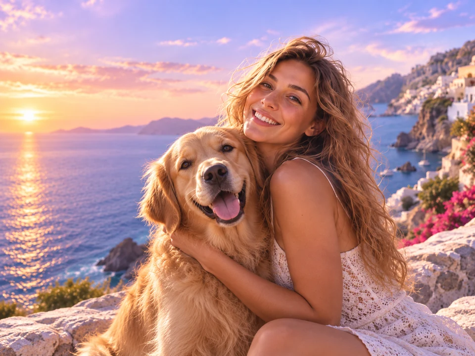 A dog lover with her golden retriever