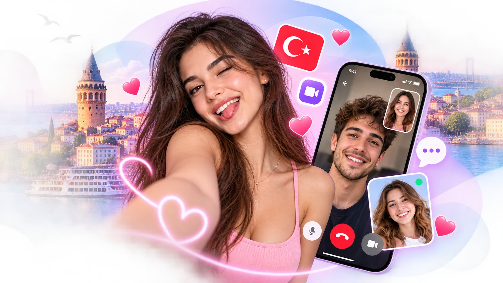 Türkiye'de görüntülü sohbet eden Kiss Video Chat kullanıcıları