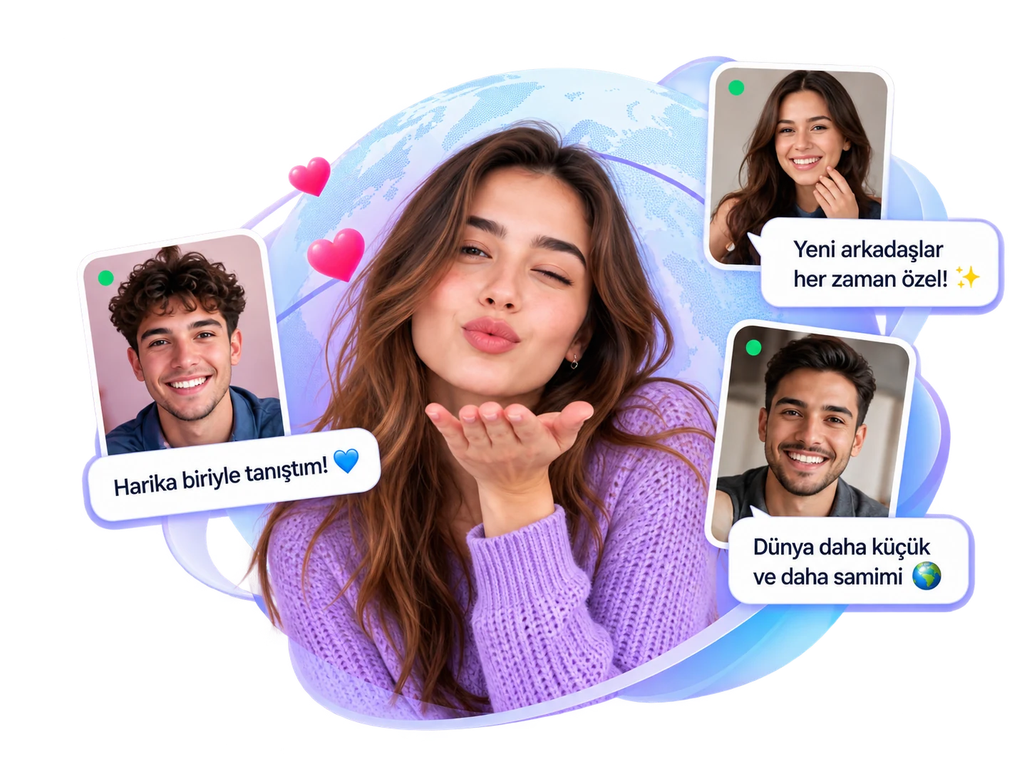 Kiss Video Chat ile farklı insanlarla bağlantı kuran kullanıcılar